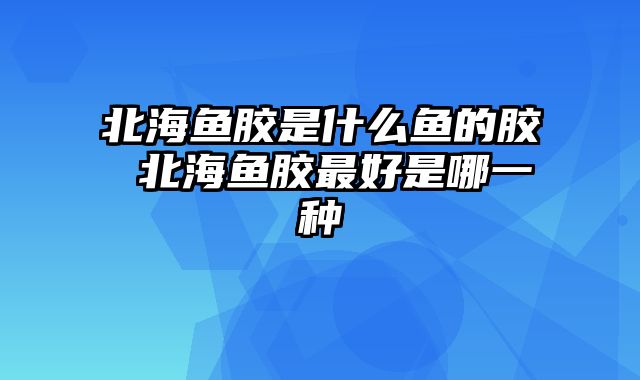 北海鱼胶是什么鱼的胶 北海鱼胶最好是哪一种