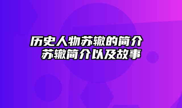 历史人物苏辙的简介 苏辙简介以及故事