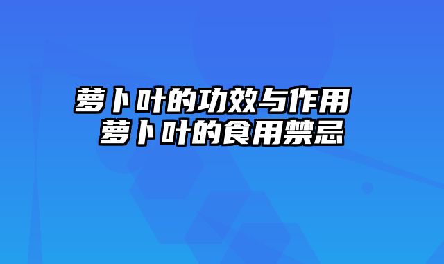 萝卜叶的功效与作用 萝卜叶的食用禁忌