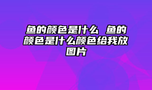 鱼的颜色是什么 鱼的颜色是什么颜色给我放图片