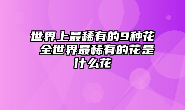 世界上最稀有的9种花 全世界最稀有的花是什么花