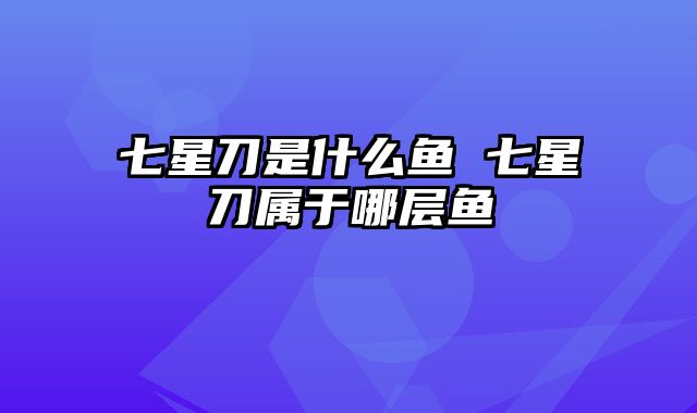 七星刀是什么鱼 七星刀属于哪层鱼