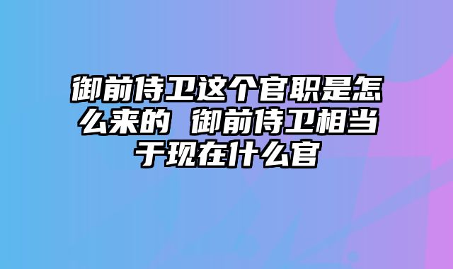 御前侍卫这个官职是怎么来的 御前侍卫相当于现在什么官