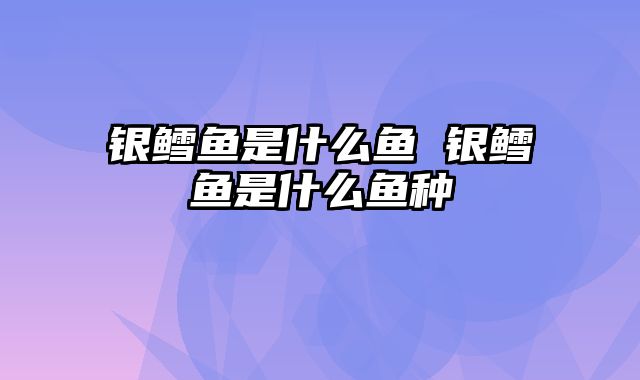 银鳕鱼是什么鱼 银鳕鱼是什么鱼种