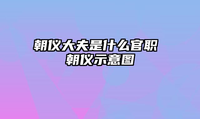 朝仪大夫是什么官职 朝仪示意图