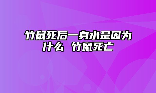 竹鼠死后一身水是因为什么 竹鼠死亡