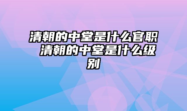 清朝的中堂是什么官职 清朝的中堂是什么级别