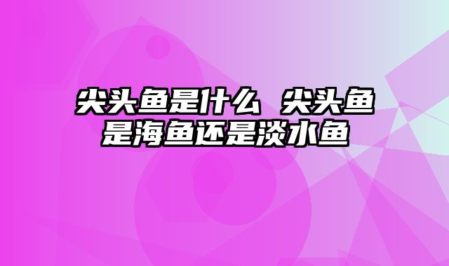 尖头鱼是什么 尖头鱼是海鱼还是淡水鱼