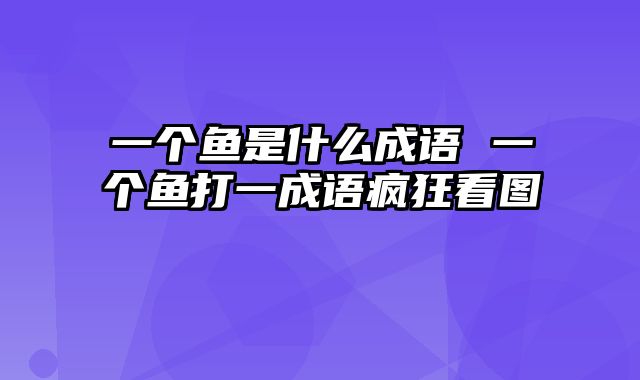 一个鱼是什么成语 一个鱼打一成语疯狂看图