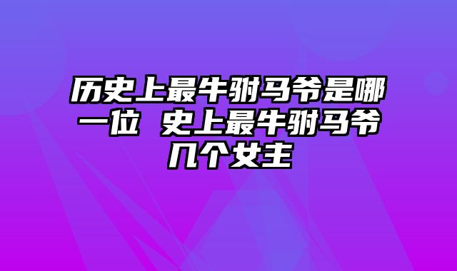 历史上最牛驸马爷是哪一位 史上最牛驸马爷几个女主