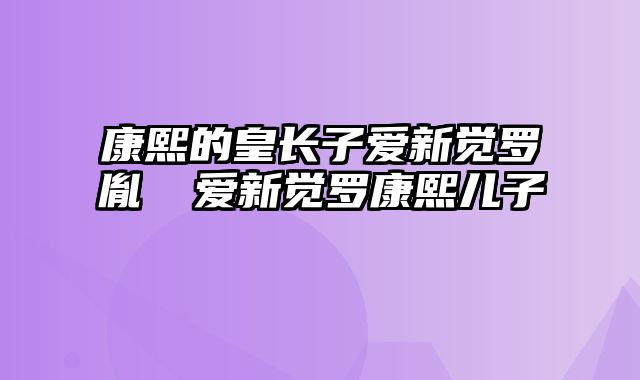 康熙的皇长子爱新觉罗胤禔 爱新觉罗康熙儿子