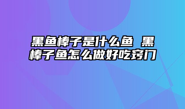 黑鱼棒子是什么鱼 黑棒子鱼怎么做好吃窍门