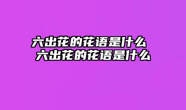 六出花的花语是什么 六出花的花语是什么