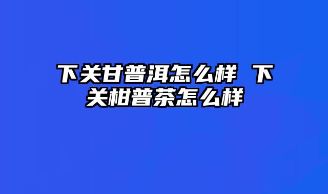 下关甘普洱怎么样 下关柑普茶怎么样