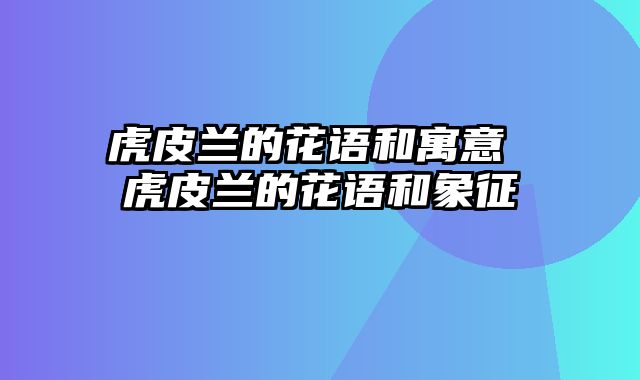 虎皮兰的花语和寓意 虎皮兰的花语和象征