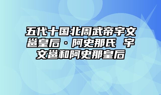 五代十国北周武帝宇文邕皇后·阿史那氏 宇文邕和阿史那皇后