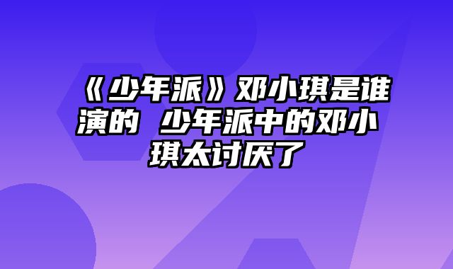 《少年派》邓小琪是谁演的 少年派中的邓小琪太讨厌了