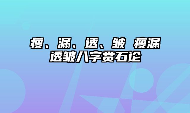 瘦、漏、透、皱 瘦漏透皱八字赏石论