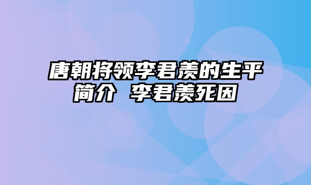 唐朝将领李君羡的生平简介 李君羡死因