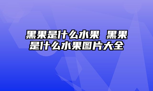 黑果是什么水果 黑果是什么水果图片大全