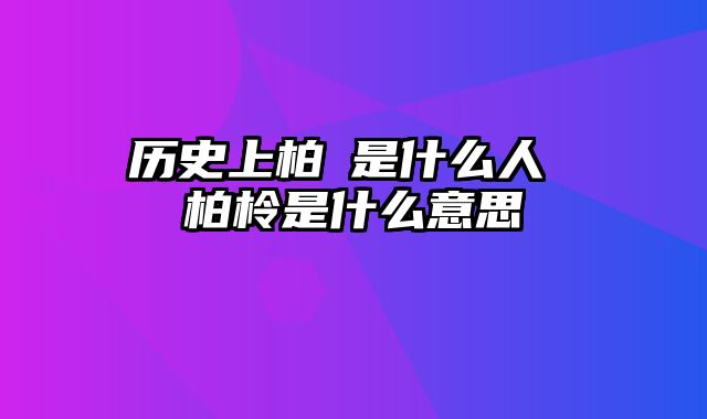 历史上柏葰是什么人 柏柃是什么意思