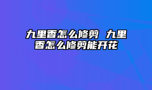 九里香怎么修剪 九里香怎么修剪能开花