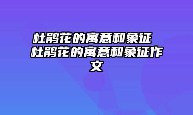 杜鹃花的寓意和象征 杜鹃花的寓意和象征作文