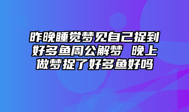 昨晚睡觉梦见自己捉到好多鱼周公解梦 晚上做梦捉了好多鱼好吗