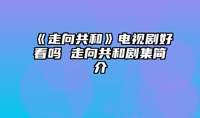 《走向共和》电视剧好看吗 走向共和剧集简介