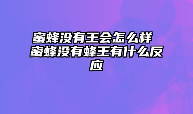 蜜蜂没有王会怎么样 蜜蜂没有蜂王有什么反应