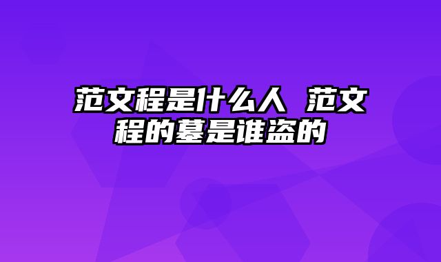 范文程是什么人 范文程的墓是谁盗的