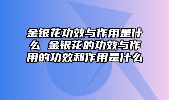 金银花功效与作用是什么 金银花的功效与作用的功效和作用是什么