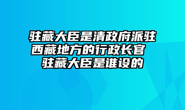 驻藏大臣是清政府派驻西藏地方的行政长官 驻藏大臣是谁设的