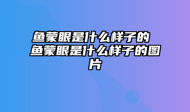 鱼蒙眼是什么样子的 鱼蒙眼是什么样子的图片