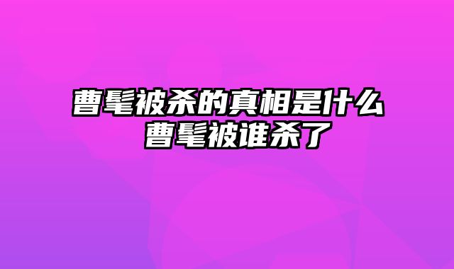 曹髦被杀的真相是什么 曹髦被谁杀了