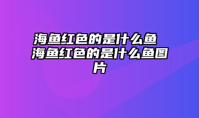 海鱼红色的是什么鱼 海鱼红色的是什么鱼图片