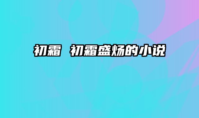 初霜 初霜盛炀的小说