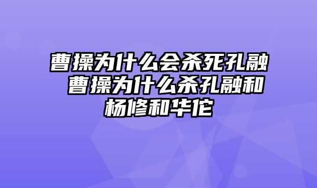 曹操为什么会杀死孔融 曹操为什么杀孔融和杨修和华佗