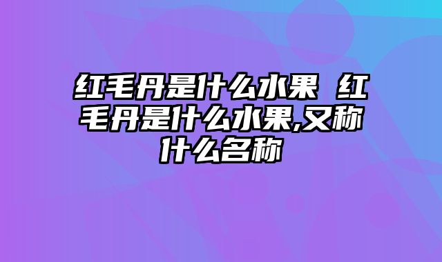 红毛丹是什么水果 红毛丹是什么水果,又称什么名称