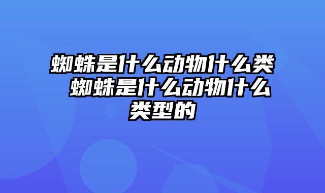 蜘蛛是什么动物什么类 蜘蛛是什么动物什么类型的