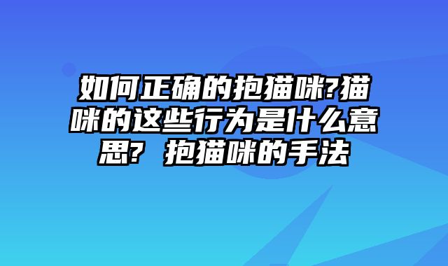 如何正确的抱猫咪?猫咪的这些行为是什么意思? 抱猫咪的手法