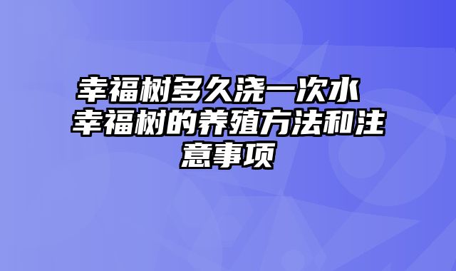 幸福树多久浇一次水 幸福树的养殖方法和注意事项