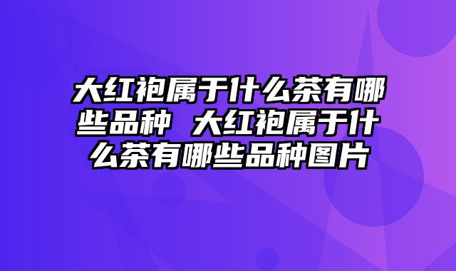 大红袍属于什么茶有哪些品种 大红袍属于什么茶有哪些品种图片