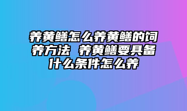 养黄鳝怎么养黄鳝的饲养方法 养黄鳝要具备什么条件怎么养