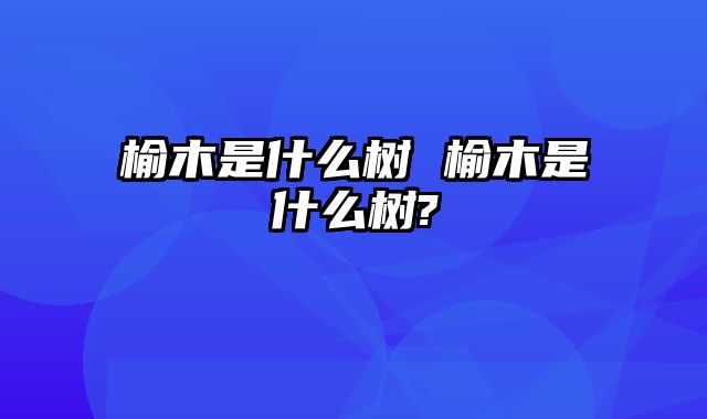 榆木是什么树 榆木是什么树?