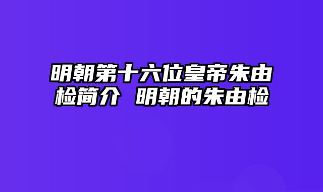 明朝第十六位皇帝朱由检简介 明朝的朱由检