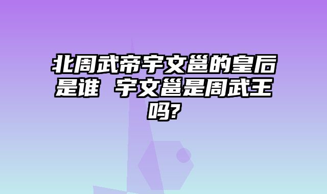 北周武帝宇文邕的皇后是谁 宇文邕是周武王吗?