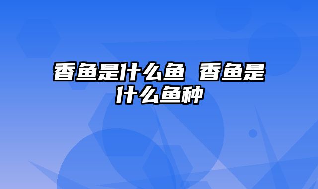 香鱼是什么鱼 香鱼是什么鱼种