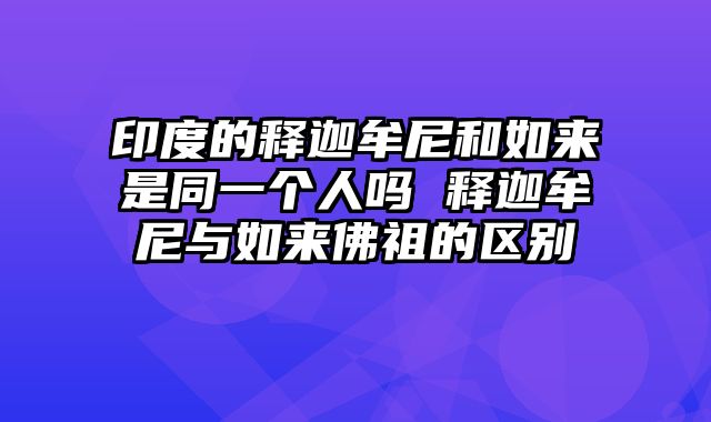 印度的释迦牟尼和如来是同一个人吗 释迦牟尼与如来佛祖的区别