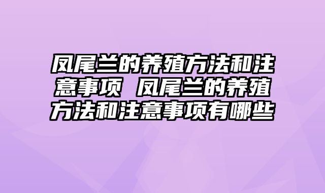 凤尾兰的养殖方法和注意事项 凤尾兰的养殖方法和注意事项有哪些